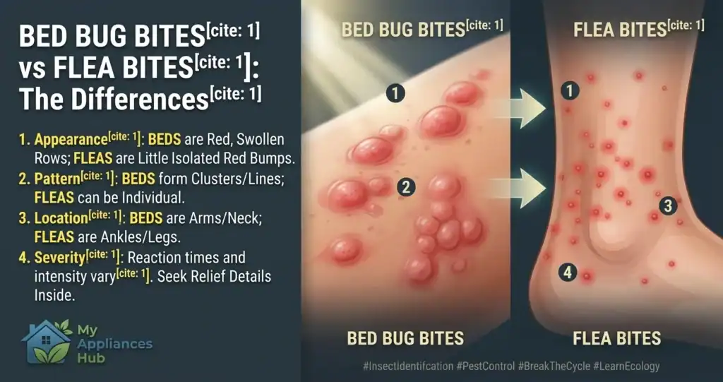 Bed Bug Bites vs Flea Bites: Key Differences, Symptoms, and Relief bed bug vs flea bites social infographic banner